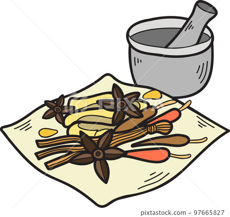Hand Drawn Chinese herbs Chinese and Japanese food illustration 97665827