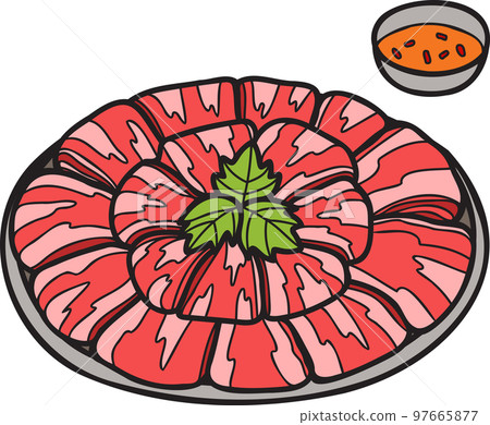 Hand Drawn meat for hot pot Chinese and Japanese food illustration 97665877