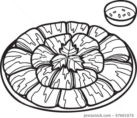 Hand Drawn meat for hot pot Chinese and Japanese food illustration 97665878