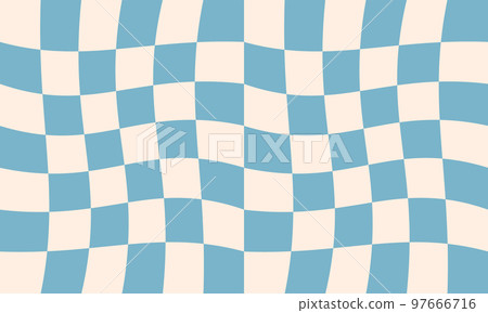 Groovy hippie 70s vector background. Chessboard pattern. Twisted and distorted vector texture in trendy retro psychedelic style 97666716