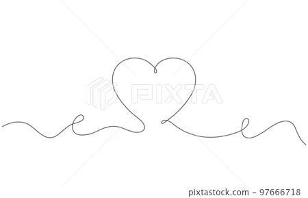 Heart continuous one line drawing. Valentines day concept. Love minimalist contour art. Vector illustration 97666718