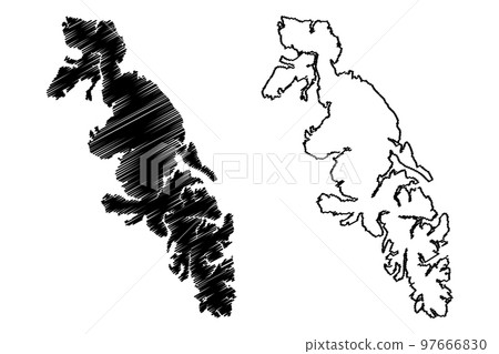 Prince of Wales island (United States of America, North America, Alaska, US, USA, Alexander Archipelago) map vector illustration, scribble sketch Taan map Prince of Wales island (United States of America, North America, Alaska, US, USA, Alexander Archipelago) map vector illustration, scribble sketch Taan map 97666830
