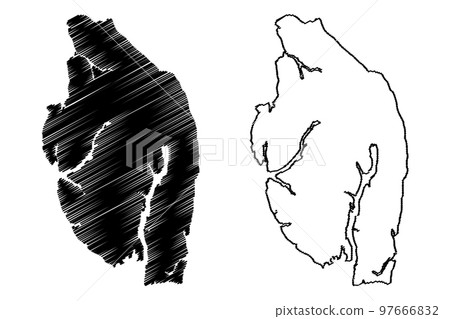 Princess Royal island (Canada, British Columbia Province, North America) map vector illustration, scribble sketch Princess Royal map 97666832