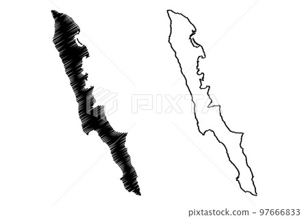 Prins Karls Forland island (Kingdom of Norway, Svalbard Archipelago) map vector illustration, scribble sketch Prince Charles Foreland or Forlandet map 97666833