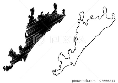 Rano island (Kingdom of Sweden) map vector illustration, scribble sketch map Rano island (Kingdom of Sweden) map vector illustration, scribble sketch map 97666843