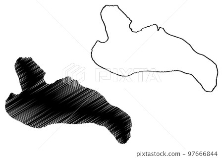 Rantau island (Republic of Indonesia, South East Asia) map vector illustration, scribble sketch Tebing Tinggi map 97666844
