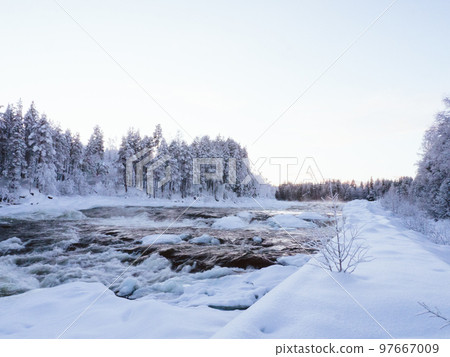 Storforsen, biggest waterfall in the North of Sweden 97667009
