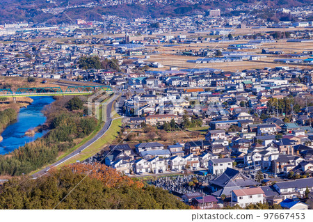 (靜岡縣)從伊豆之國守山展望台看到的田方平原街景 (靜岡縣)從伊豆之國守山展望台看到的田方平原街景 97667453
