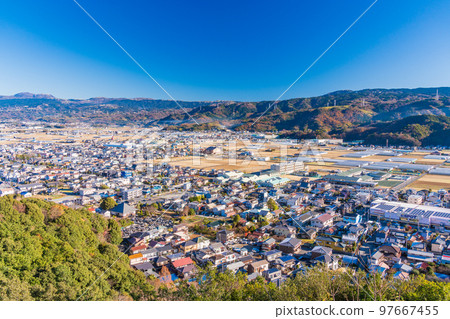 (靜岡縣)從伊豆之國守山展望台看到的田方平原街景 (靜岡縣)從伊豆之國守山展望台看到的田方平原街景 97667455