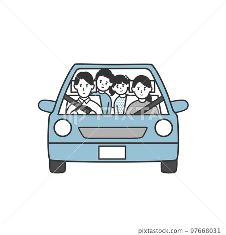 Family going out by car, illustration of a family image Family going out by car, illustration of a family image 97668031