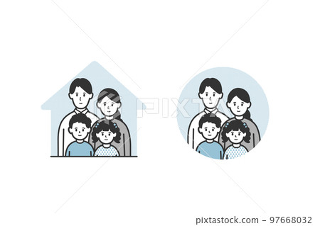 Family of four icon set 97668032