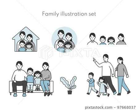 Illustration set of a family of four Illustration set of a family of four 97668037