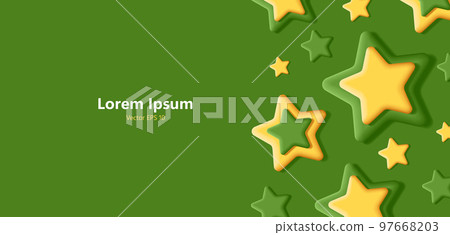 3d green and yellow stars on green backdrop, holiday season background, festive 3d green and yellow stars on green backdrop, holiday season background, festive 97668203