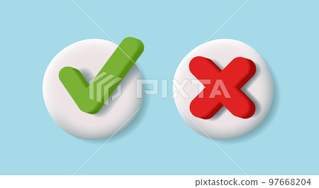 3d volume Right And Wrong 3D Button Vector Illustration, green checkmark and red cross interface elements 3d volume Right And Wrong 3D Button Vector Illustration, green checkmark and red cross interface elements 97668204