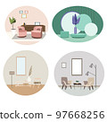 Set of interior design house rooms with furniture, vector illustration 97668256