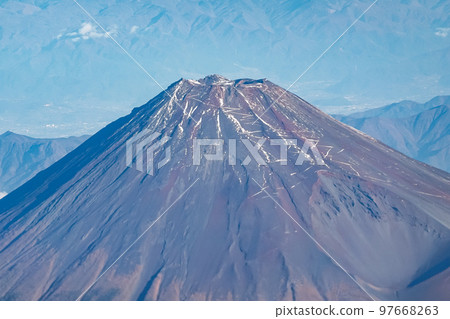 晴朗的秋天鳥瞰富士山 97668263