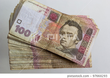 Money of Ukraine hryvnia, hryvnia, grivna, Ukrainian currency -100 hryvnia banknotes pack 97668293