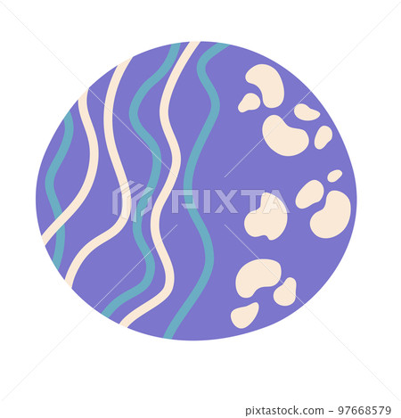 Planet. Cute cartoon galaxy, space, solar system elements. Isolated design elements for children. Stickers, labels, icons, infographics for kids. Vector Hand draw illustration 97668579