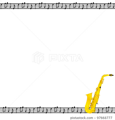 Saxophone watercolor illustration musical note frame square material Saxophone watercolor illustration musical note frame square material 97668777