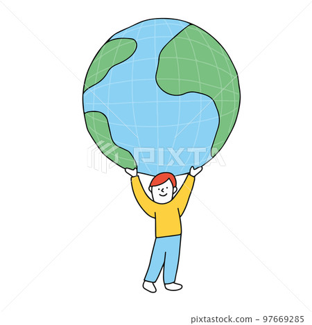 Cherish the Earth Illustration of a child holding the world in his hands Cherish the Earth Illustration of a child holding the world in his hands 97669285