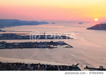 [Kagawa Prefecture] Takamatsu Symbol Tower and the evening view of Takamatsu City from Yashimaru 97669460