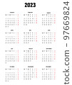 Calendar  2023, simple template english 97669824