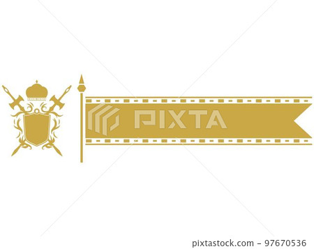 sword, shield, crown and banner sword, shield, crown and banner 97670536