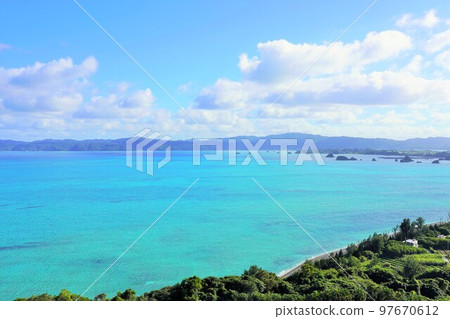 The beautiful sea of Okinawa (view from Kouri Ocean Tower) The beautiful sea of Okinawa (view from Kouri Ocean Tower) 97670612