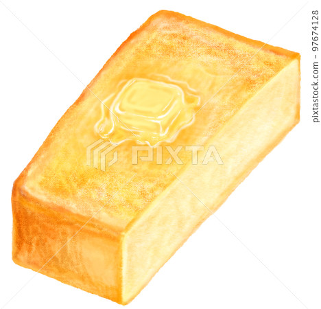 Thick cut butter toast half_cross section Thick cut butter toast half_cross section 97674128
