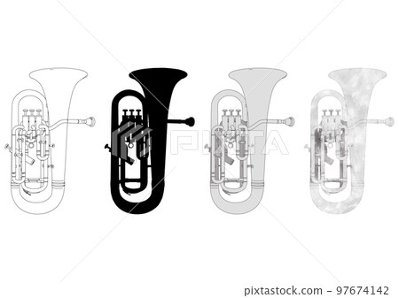 Fashionable euphonium real illustration set material 97674142