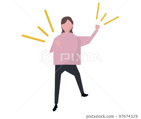 A woman who jumps and rejoices. happy person A woman who jumps and rejoices. happy person 97674329