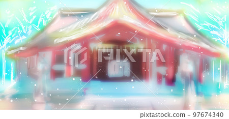 Background of a rough shrine close-up winter snow Background of a rough shrine close-up winter snow 97674340