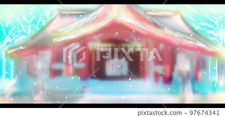 Background of a rough shrine close-up winter snow Background of a rough shrine close-up winter snow 97674341