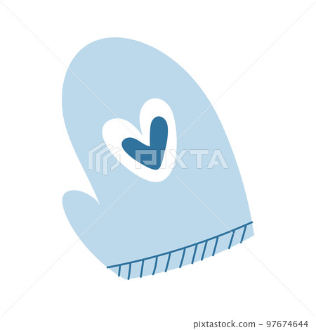 Cozy knitted mittens for christmas with heart symbol isolated on white background Cozy knitted mittens for christmas with heart symbol isolated on white background 97674644