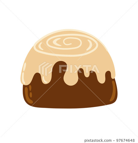 Cozy cinammon bun isolated on white background, winter or autumn holiday pie dessert 97674648