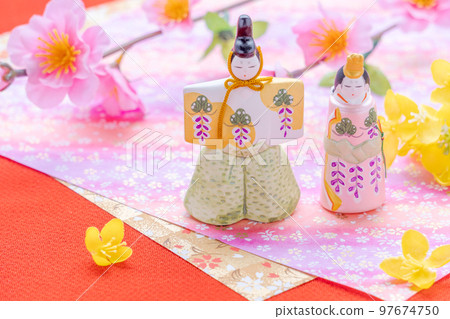 Hinamatsuri image | Standing dolls, peach blossoms and rape blossoms Hinamatsuri image | Standing dolls, peach blossoms and rape blossoms 97674750