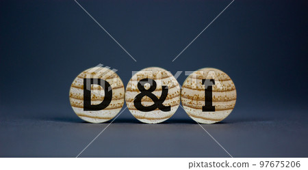 D and I, Diversity and inclusion symbol. Concept words D and I, diversity and inclusion on wooden circles on beautiful grey background. Business, D and I, diversity and inclusion concept. D and I, Diversity and inclusion symbol. Concept words D and I, diversity and inclusion on wooden circles on beautiful grey background. Business, D and I, diversity and inclusion concept. 97675206