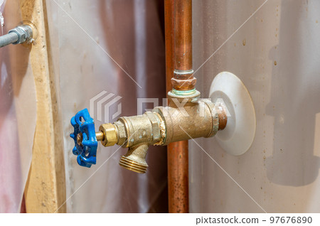 Hot water heater bottom drain valve used for annual maintenance to remove water. Hot water heater bottom drain valve used for annual maintenance to remove water. 97676890
