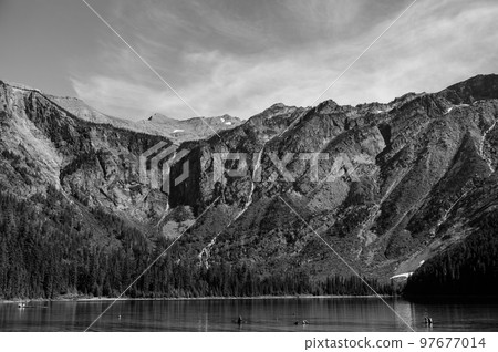 HDR Shoreline view from Avalanche Lake in Glacier National Park, MT, USA.  97677014