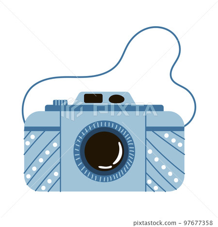 Cozy hygge home element, decorative retro camera isolated on white background Cozy hygge home element, decorative retro camera isolated on white background 97677358