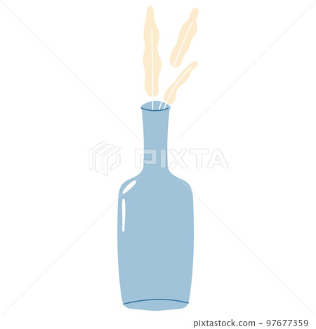 Cozy home decor, ceramic botlle shaped pot with flowers isolated on white background 97677359