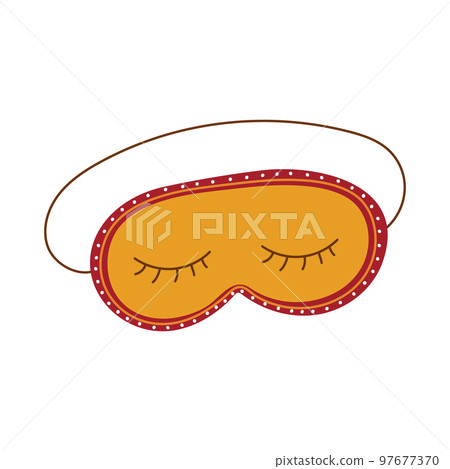 Cozy blindfold for sleeping isolated on white background, time for hygge design element Cozy blindfold for sleeping isolated on white background, time for hygge design element 97677370