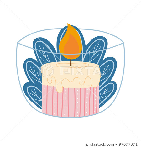 Cozy hygge home element, decorative burning aroma candle in glass with hearbs isolated on white background Cozy hygge home element, decorative burning aroma candle in glass with hearbs isolated on white background 97677371