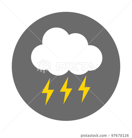 雲和閃電圖標。向量。 97678126