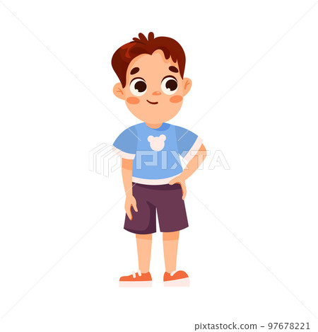 Funny Little Boy in Blue Sweatshirt Expressing... - Stock Illustration ...