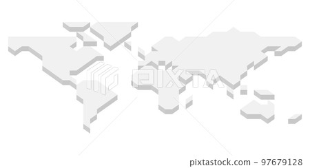 3D grey isometric map of World. Simplified vector illustration 97679128