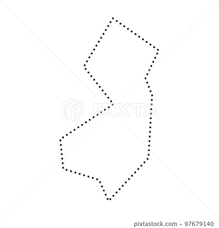 New Jersey state of United States of America, USA. Simplified thick black outline map. Simple flat vector illustration New Jersey state of United States of America, USA. Simplified thick black outline map. Simple flat vector illustration 97679140