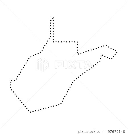 West Virginia state of United States of America, USA. Simplified thick black outline map. Simple flat vector illustration 97679148