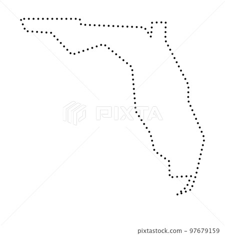 Florida state of United States of America, USA. Simplified thick black outline map. Simple flat vector illustration 97679159