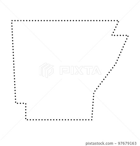 Arkansas state of United States of America, USA. Simplified thick black outline map. Simple flat vector illustration 97679163